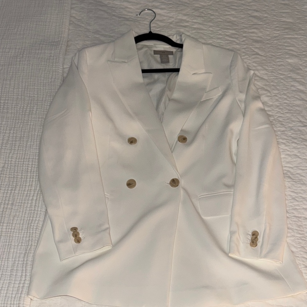 H&M Cream Double-Breasted Blazer